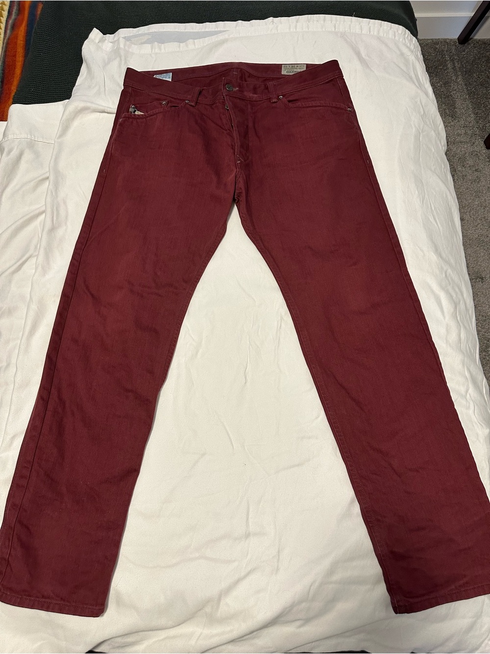 Diesel Men's Burgundy Slim Jeans